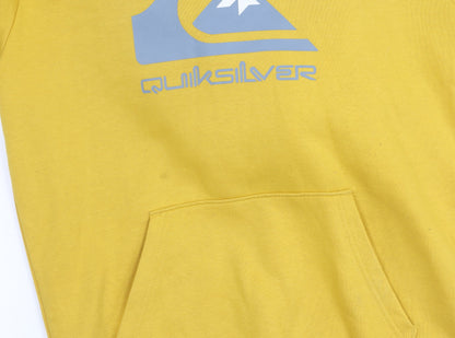 Quiksilver Boys Yellow Pullover Hoodie 14 Years Logo Graphic Surf Skate