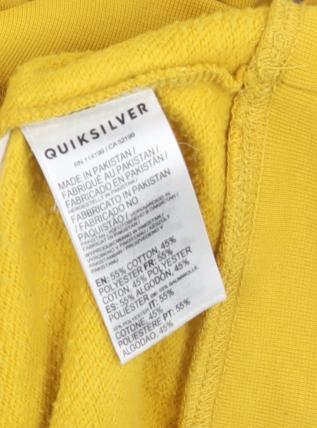 Quiksilver Boys Yellow Pullover Hoodie 14 Years Logo Graphic Surf Skate