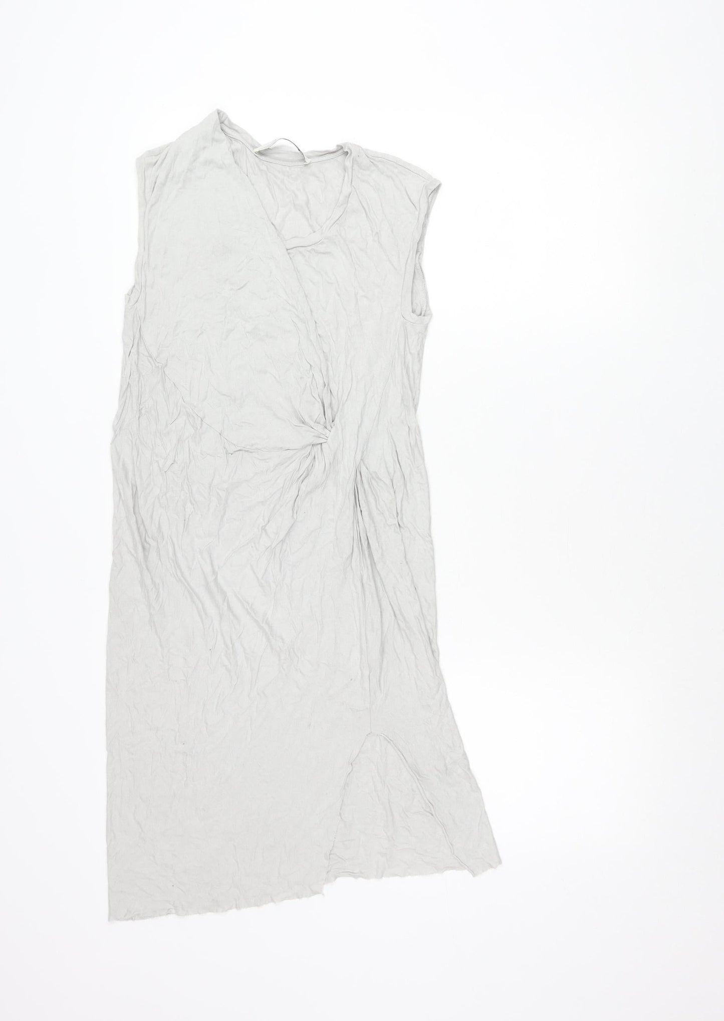 AllSaints Womens Grey Asymmetric Draped Midi Dress Size S