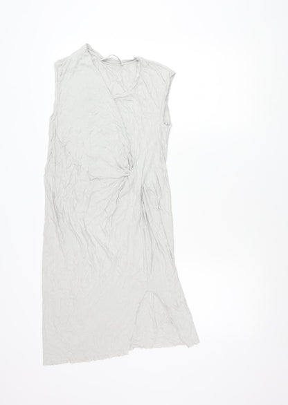 AllSaints Womens Grey Asymmetric Draped Midi Dress Size S