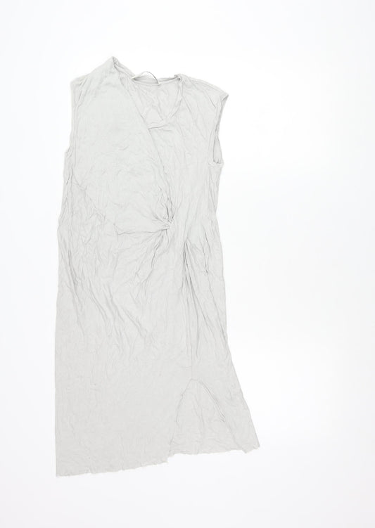 AllSaints Womens Grey Asymmetric Draped Midi Dress Size S