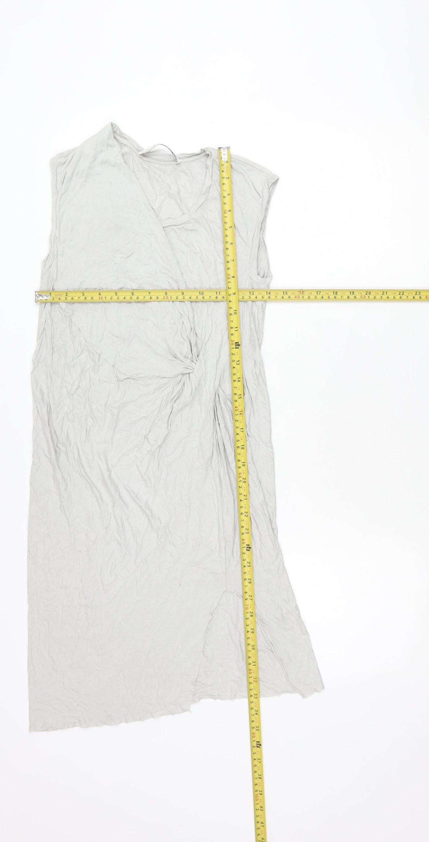 AllSaints Womens Grey Asymmetric Draped Midi Dress Size S