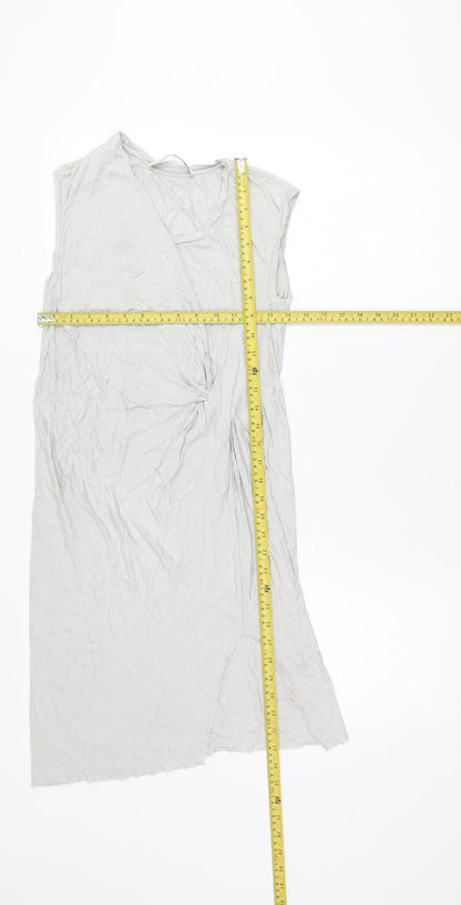 AllSaints Womens Grey Asymmetric Draped Midi Dress Size S