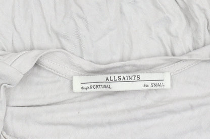 AllSaints Womens Grey Asymmetric Draped Midi Dress Size S