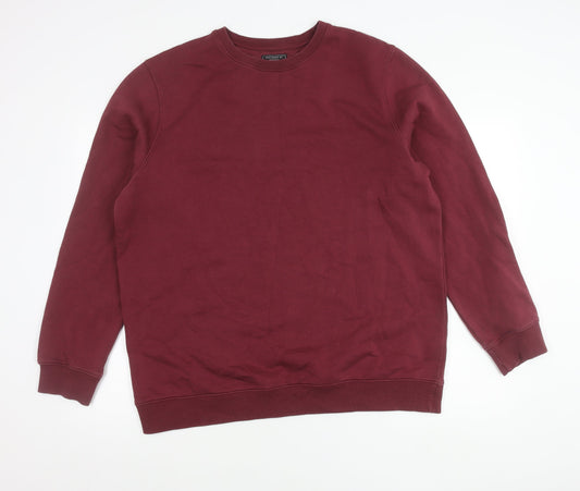 Front view of F&F unisex adults red xl 44-46" pullover sweatshirt crew neck long sleeve