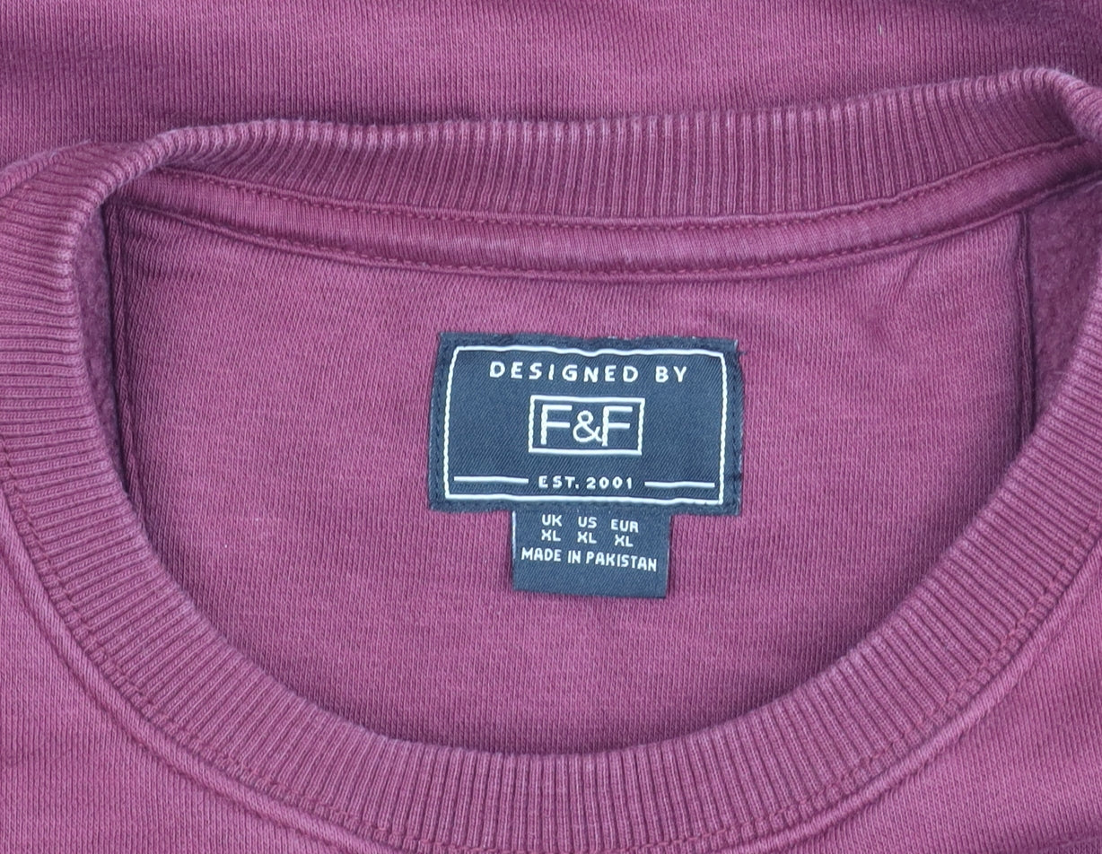 F&F Unisex Adults Red XL 44-46" Pullover Sweatshirt Crew Neck Long Sleeve