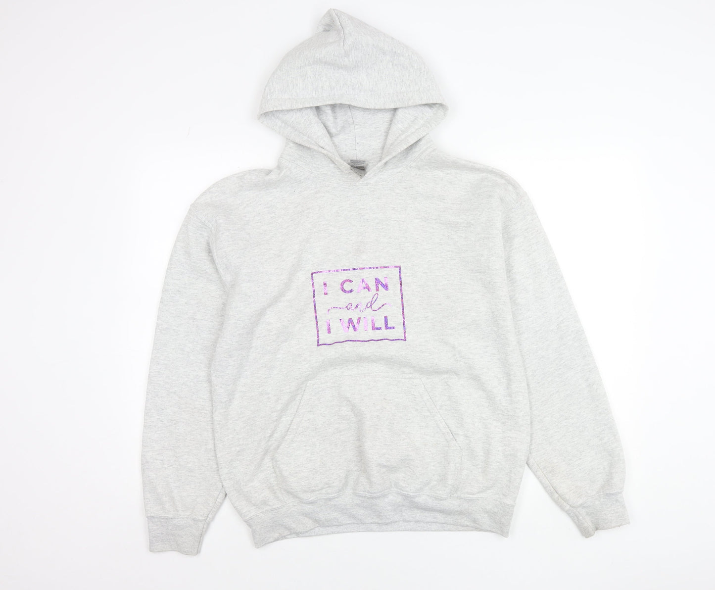 Gildan Unisex Adults Grey Pullover Hoodie M Graphic Print