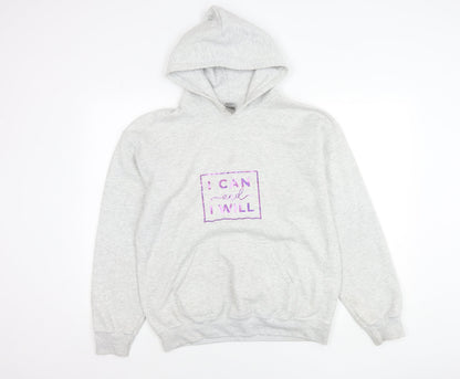 Gildan Unisex Adults Grey Pullover Hoodie M Graphic Print