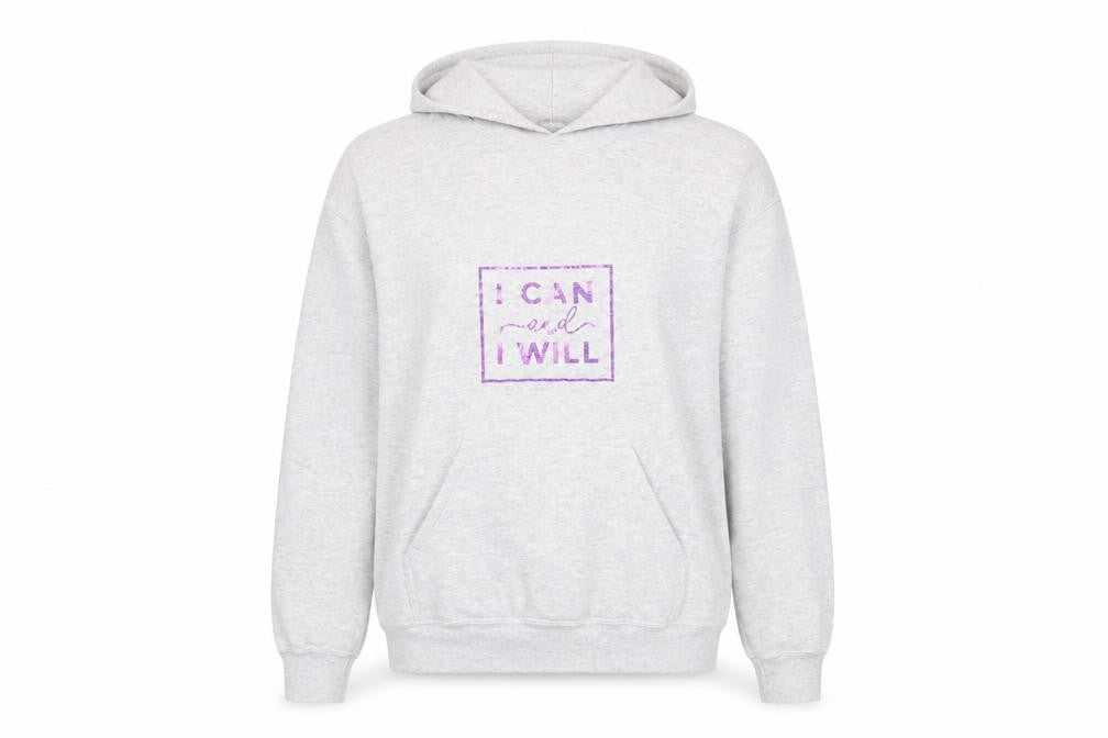Front view of Gildan unisex adults grey pullover hoodie m graphic print