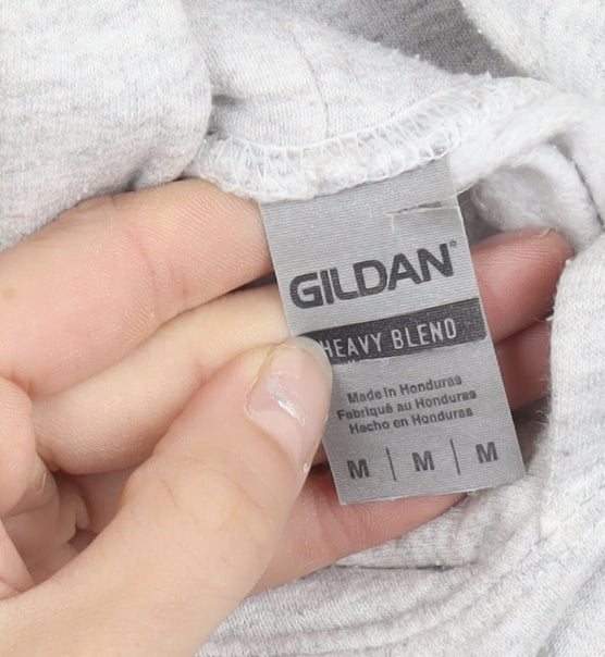 Gildan Unisex Adults Grey Pullover Hoodie M Graphic Print