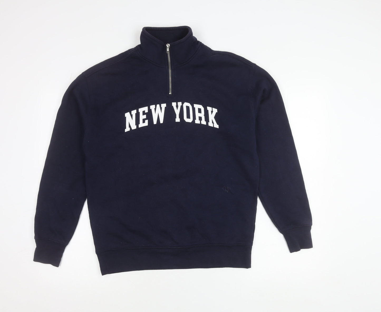 Primark Women’s Navy XS Sweatshirt 1/4 Zip New York Graphic