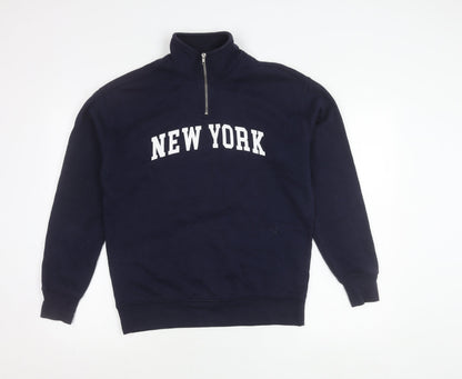 Primark Women’s Navy XS Sweatshirt 1/4 Zip New York Graphic