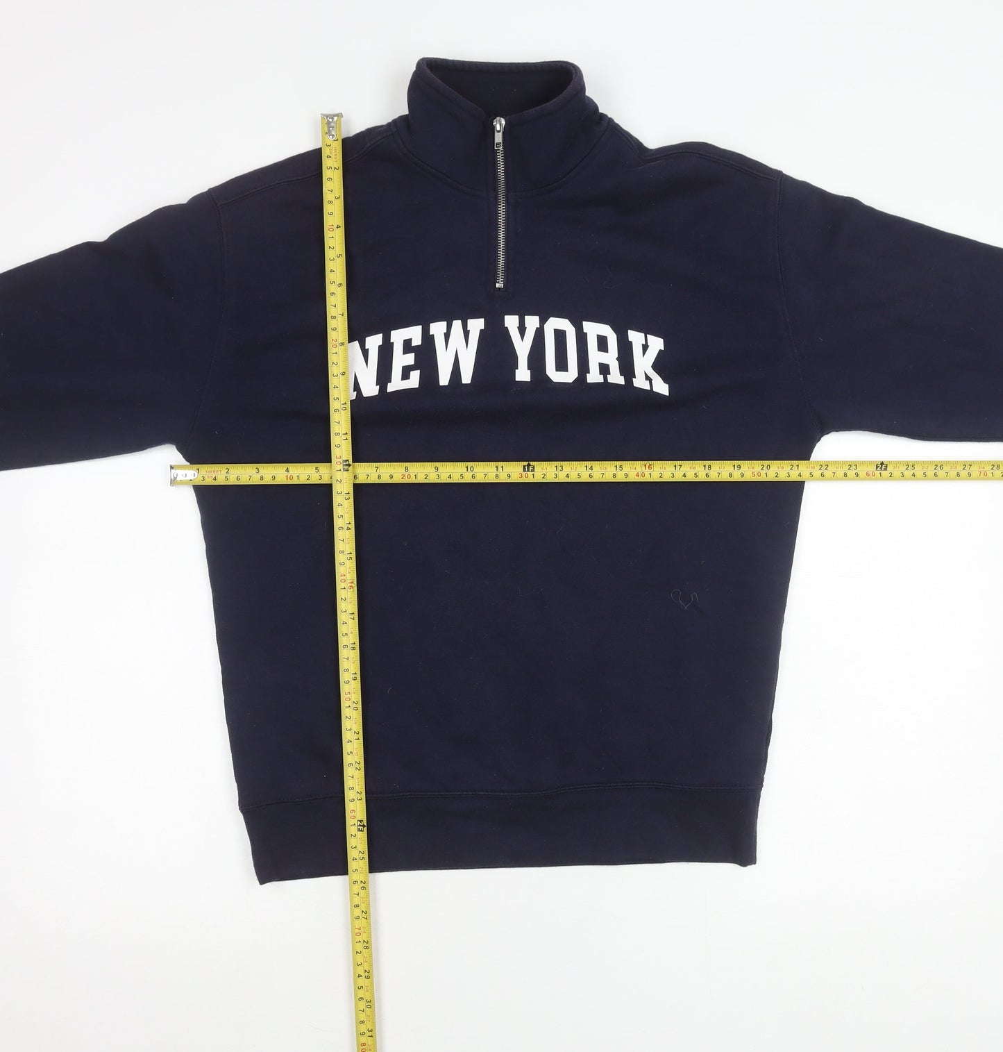 Primark Women’s Navy XS Sweatshirt 1/4 Zip New York Graphic