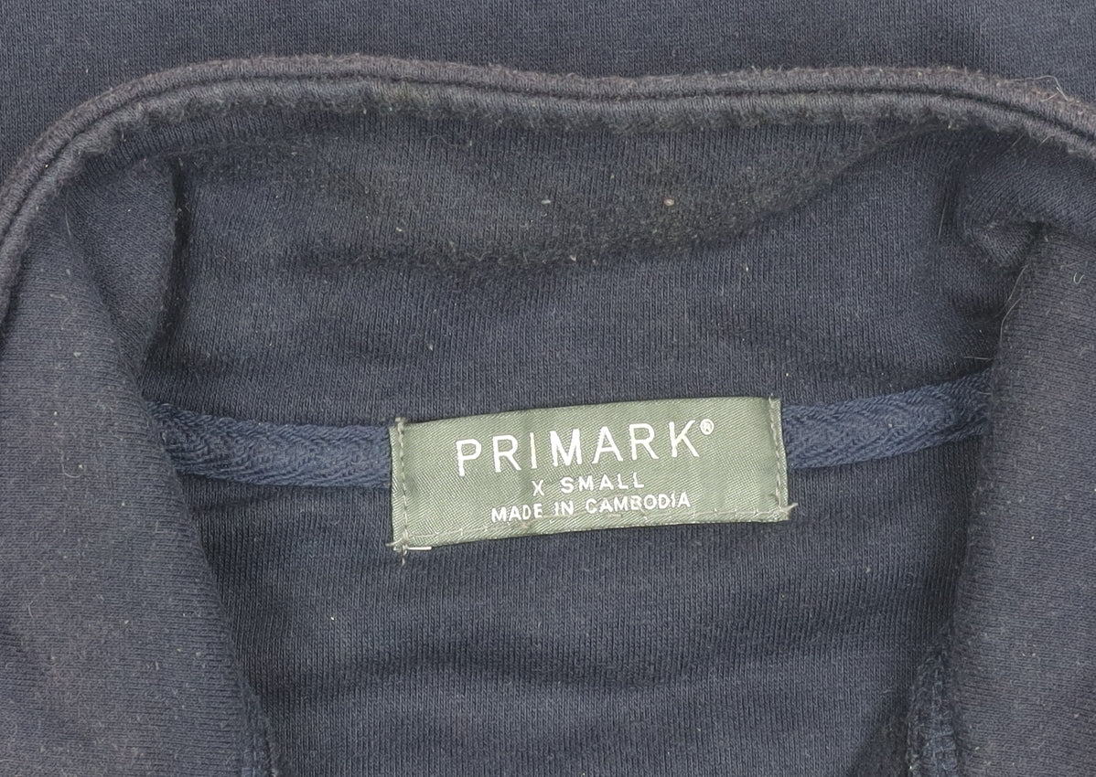 Primark Women’s Navy XS Sweatshirt 1/4 Zip New York Graphic