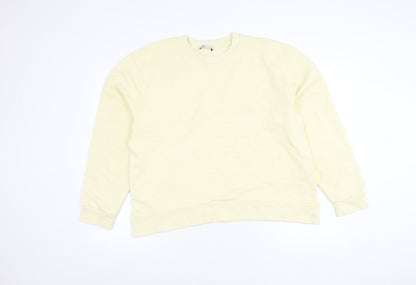 Zara Women Ivory Crew Neck Long Sleeve Pullover Sweatshirt Size L