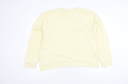 Zara Women Ivory Crew Neck Long Sleeve Pullover Sweatshirt Size L