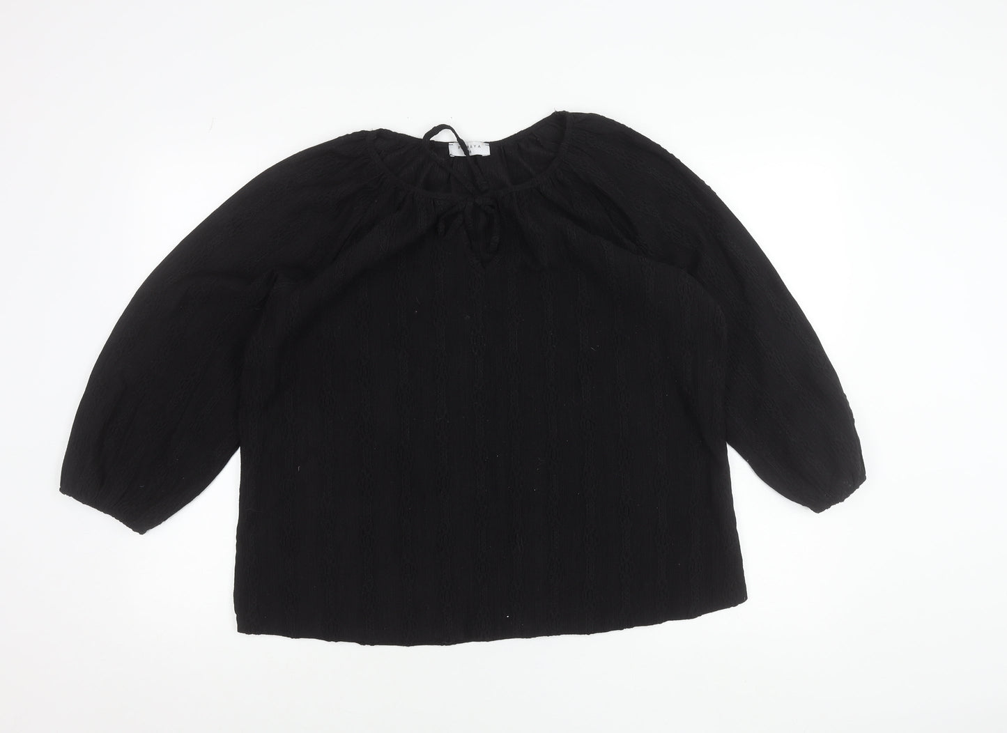 Papaya Women’s Black Size 14 Tunic Blouse 3/4 Sleeve Scoop Neck