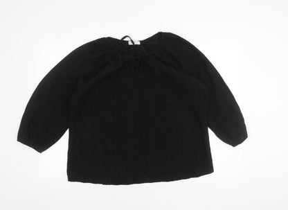 Papaya Women’s Black Size 14 Tunic Blouse 3/4 Sleeve Scoop Neck