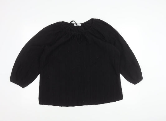 Papaya Women’s Black Size 14 Tunic Blouse 3/4 Sleeve Scoop Neck