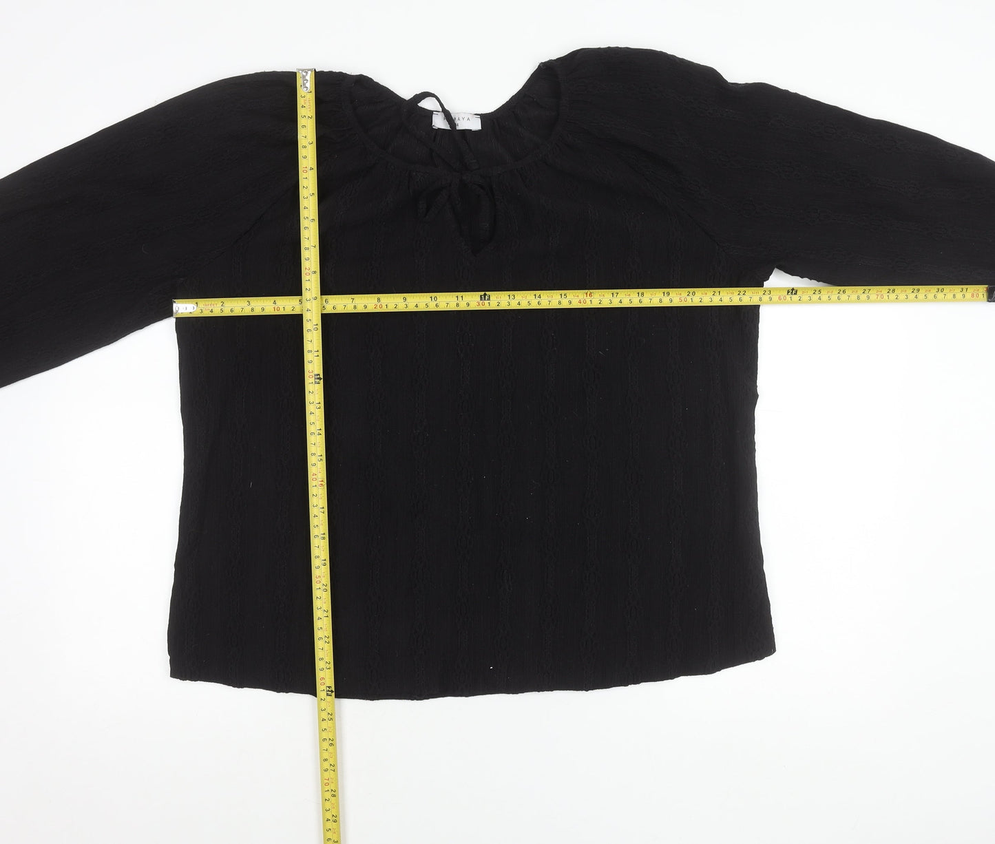 Papaya Women’s Black Size 14 Tunic Blouse 3/4 Sleeve Scoop Neck
