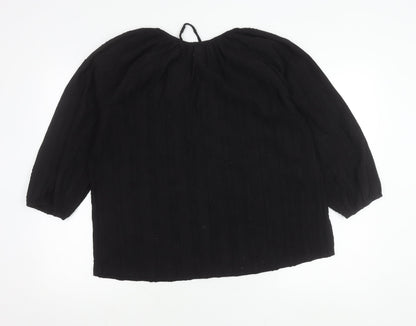Papaya Women’s Black Size 14 Tunic Blouse 3/4 Sleeve Scoop Neck