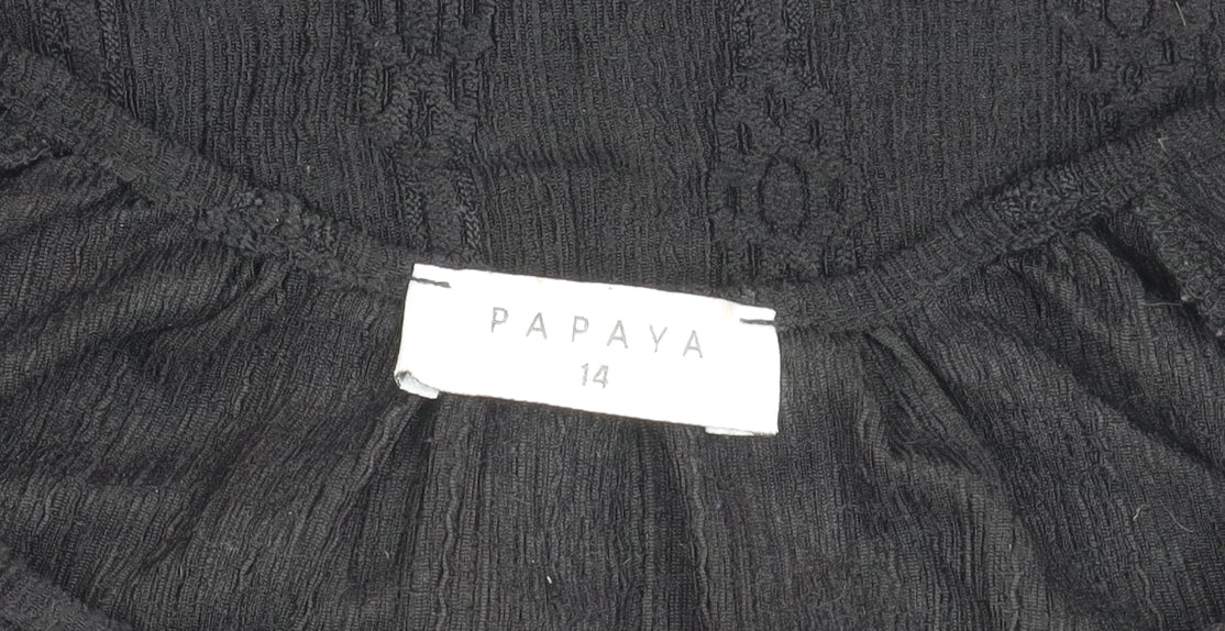 Papaya Women’s Black Size 14 Tunic Blouse 3/4 Sleeve Scoop Neck