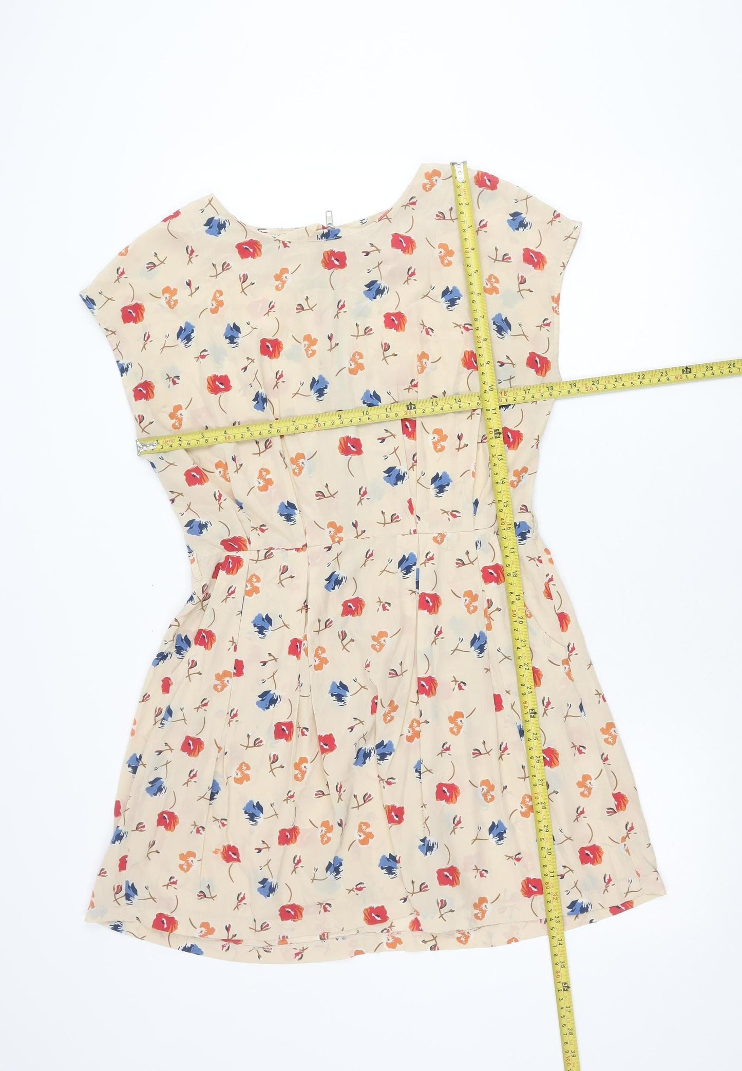 Glamorous Women’s Beige Floral A-Line Short Sleeveless Dress Size 12