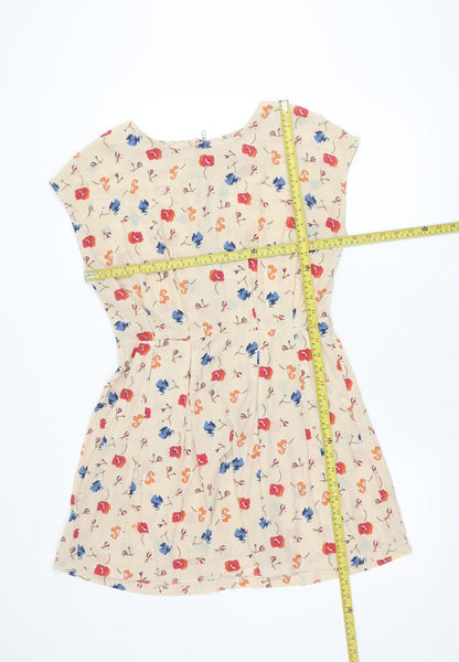 Glamorous Women’s Beige Floral A-Line Short Sleeveless Dress Size 12