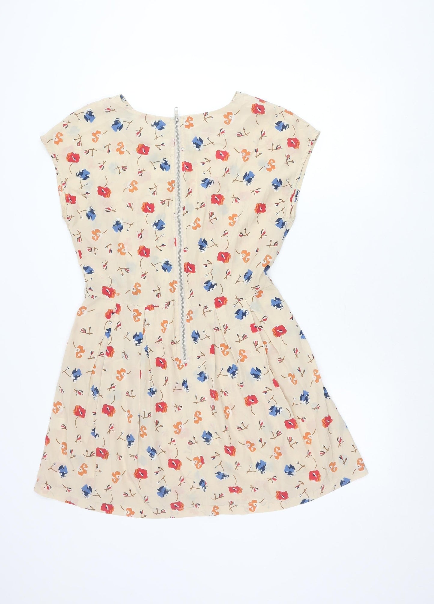 Glamorous Women’s Beige Floral A-Line Short Sleeveless Dress Size 12