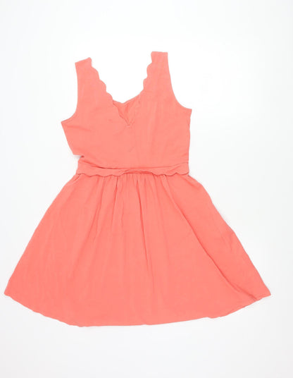 Warehouse Womens Pink Skater Dress UK 12 Sleeveless Jersey Summer