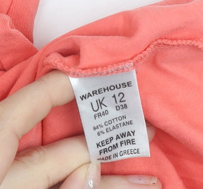Warehouse Womens Pink Skater Dress UK 12 Sleeveless Jersey Summer