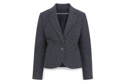 Tu Women’s Blue Geometric Blazer Size 8 Single Breasted Jacket