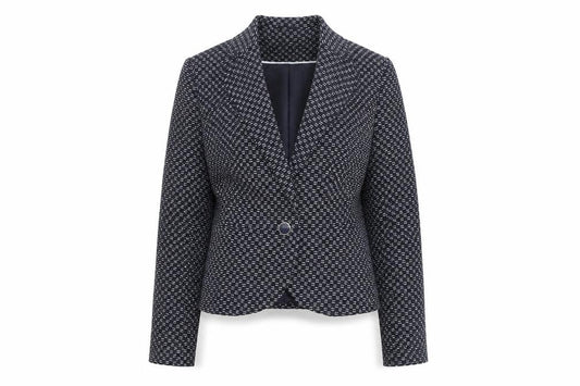 Tu Women’s Blue Geometric Blazer Size 8 Single Breasted Jacket