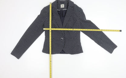 Tu Women’s Blue Geometric Blazer Size 8 Single Breasted Jacket