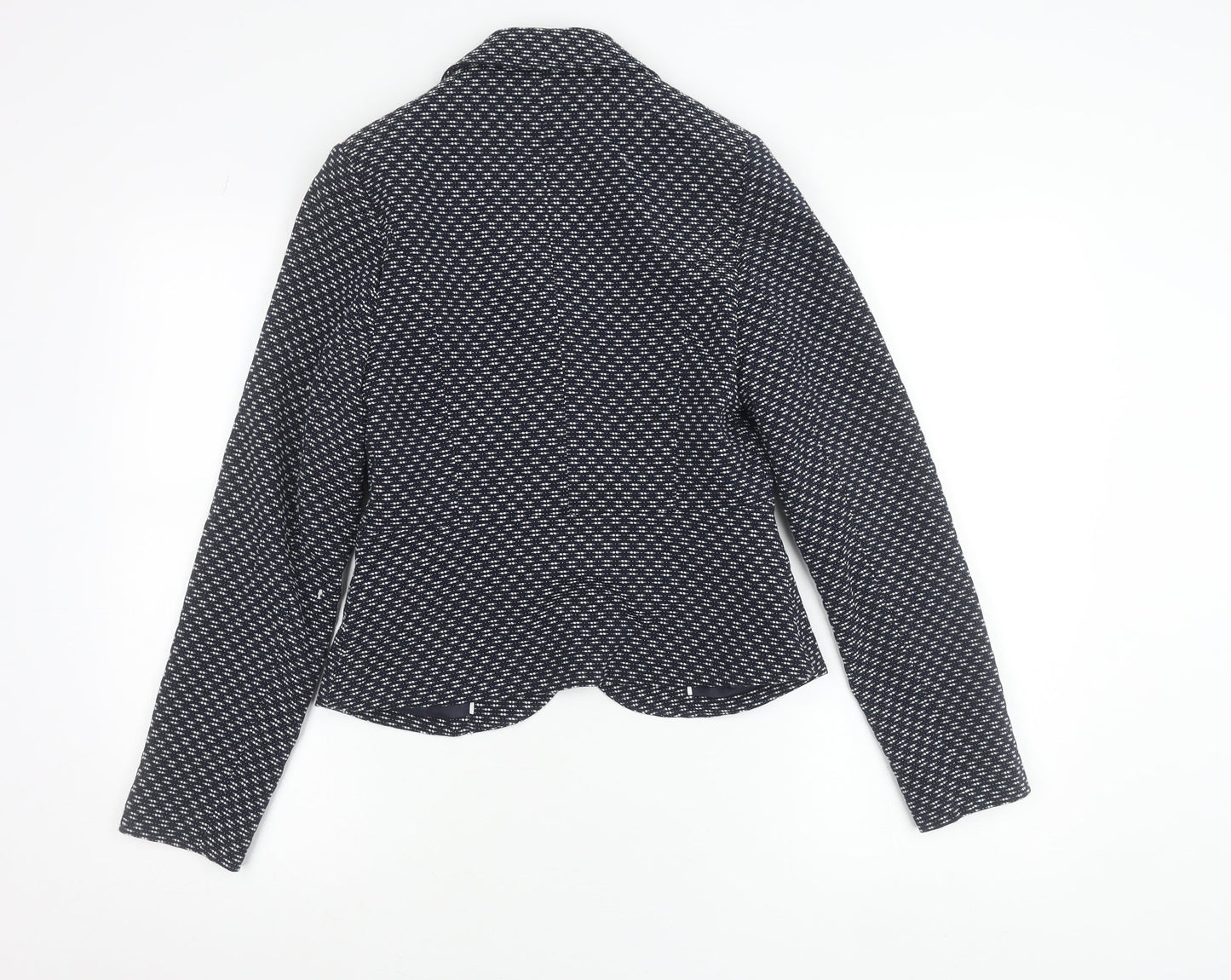 Tu Women’s Blue Geometric Blazer Size 8 Single Breasted Jacket