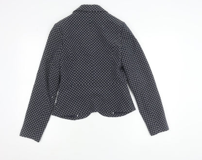Tu Women’s Blue Geometric Blazer Size 8 Single Breasted Jacket