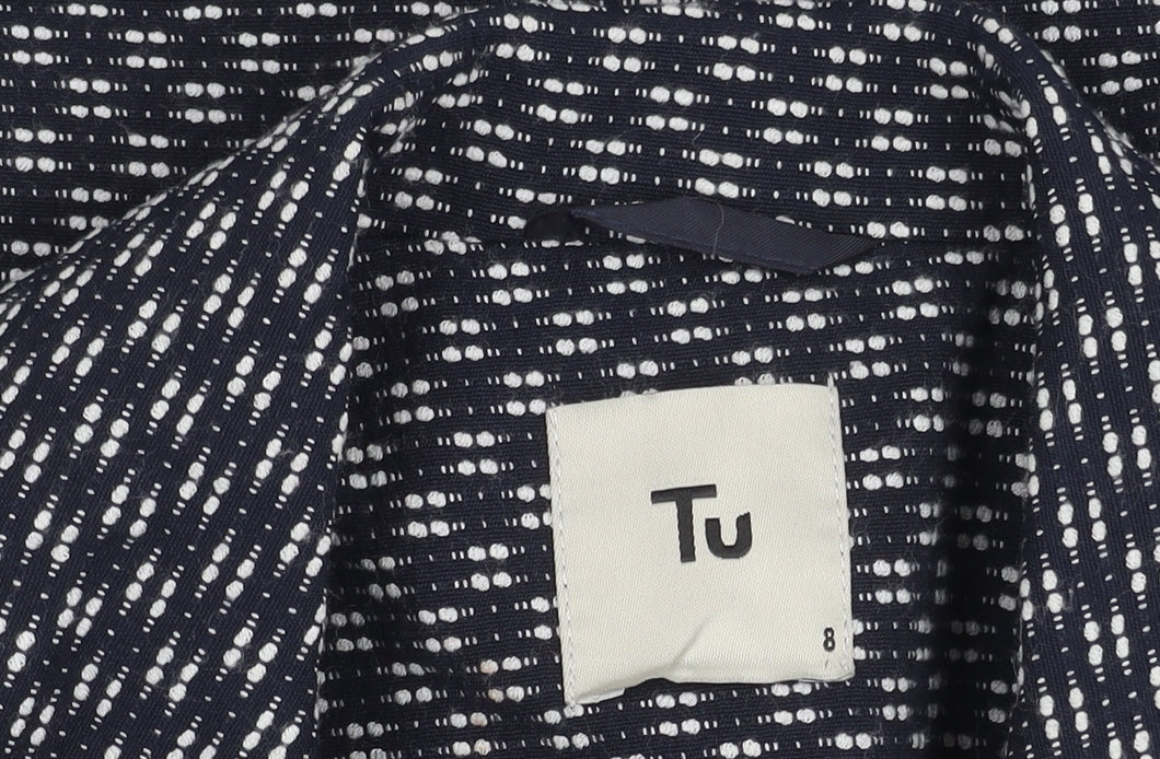 Tu Women’s Blue Geometric Blazer Size 8 Single Breasted Jacket
