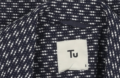 Tu Women’s Blue Geometric Blazer Size 8 Single Breasted Jacket