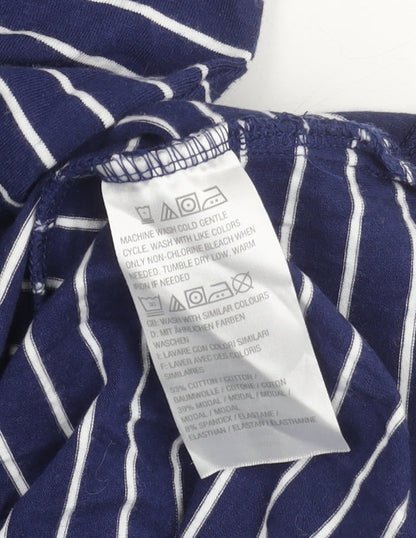 Isaac Mizrahi Live Women Blue XS Striped T-Shirt Dress Short Sleeve