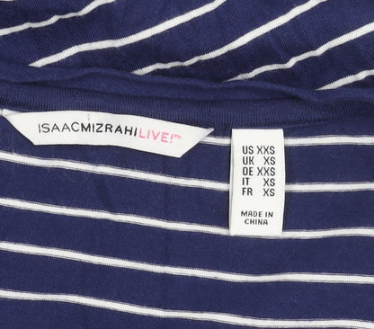 Isaac Mizrahi Live Women Blue XS Striped T-Shirt Dress Short Sleeve