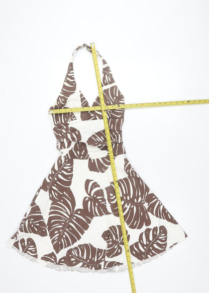 Ruby Rox Women’s Brown White Halter Short Dress Size 8 Cotton