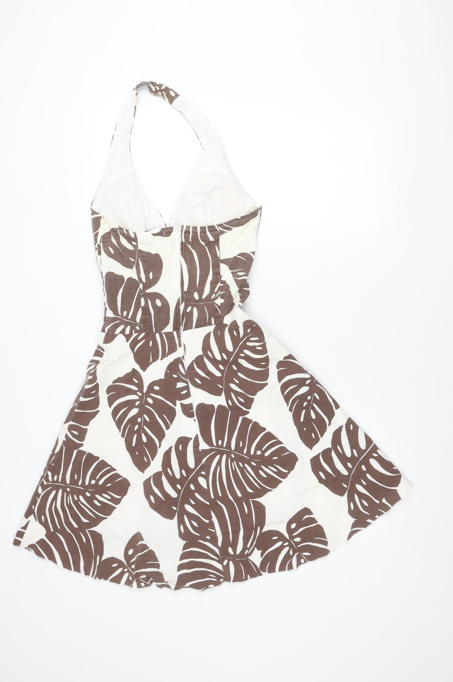 Ruby Rox Women’s Brown White Halter Short Dress Size 8 Cotton