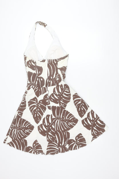 Ruby Rox Women’s Brown White Halter Short Dress Size 8 Cotton