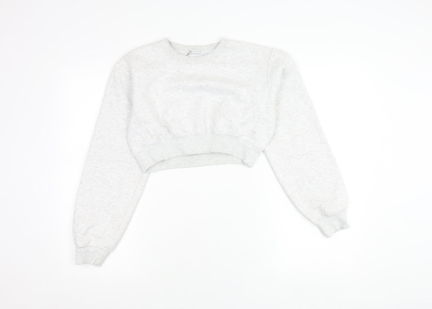 Zara Women Grey Cotton Blend Pullover Sweatshirt Size S