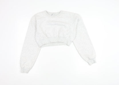 Zara Women Grey Cotton Blend Pullover Sweatshirt Size S