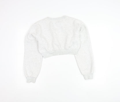 Zara Women Grey Cotton Blend Pullover Sweatshirt Size S
