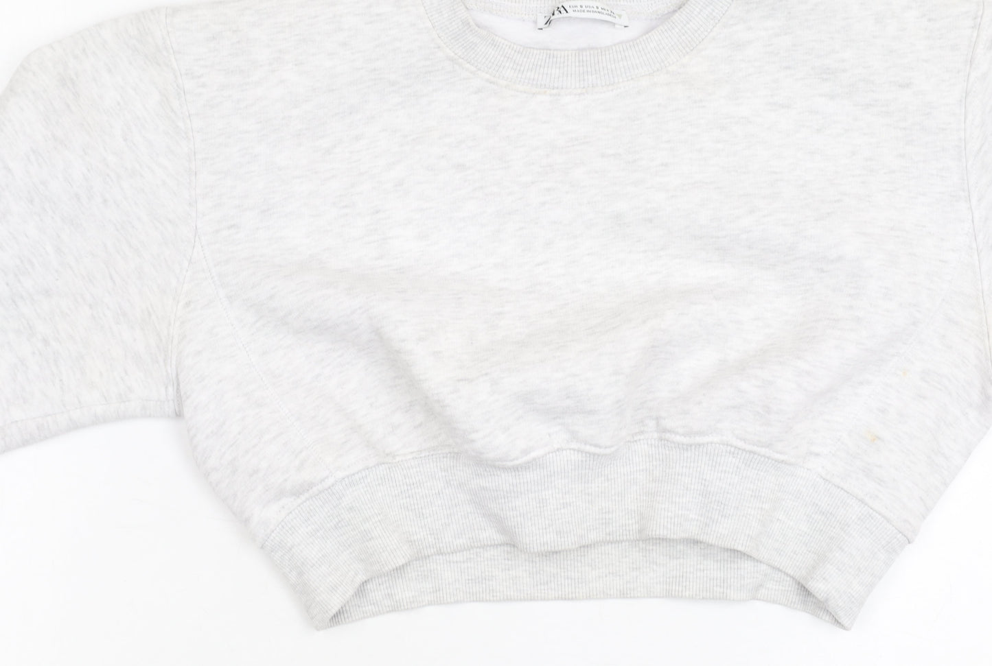 Zara Women Grey Cotton Blend Pullover Sweatshirt Size S