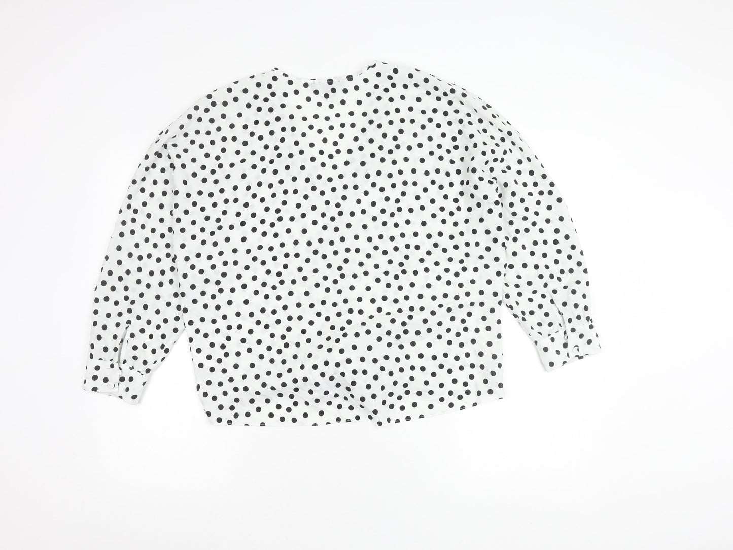 Primark Women’s White Polka Dot Wrap Blouse Size 10 Long Sleeve