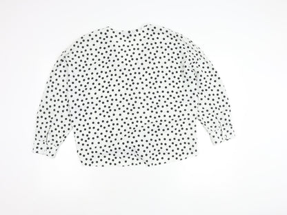 Primark Women’s White Polka Dot Wrap Blouse Size 10 Long Sleeve