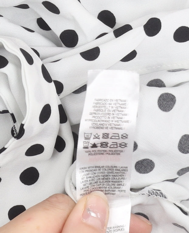 Primark Women’s White Polka Dot Wrap Blouse Size 10 Long Sleeve